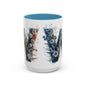 Floral Monogram Letter 'W' Accent Coffee Mug — Decorative Initial Monogram Mug 15oz