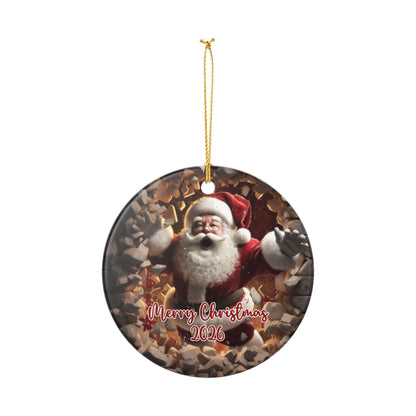 Ceramic Santa Christmas Ornament 2026 — 3D Cheerful St. Nick Decoration