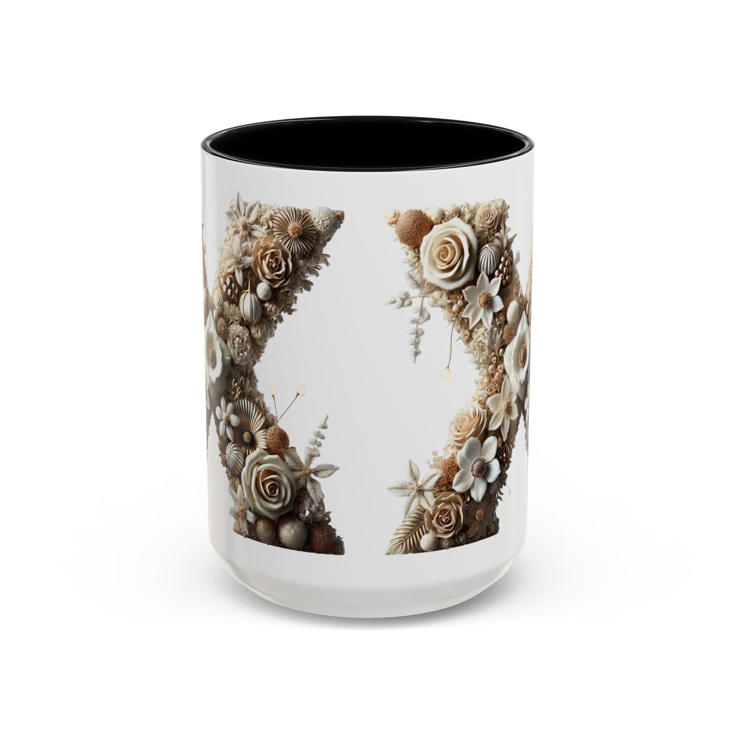 Artistic Letter 'X' Accent Coffee Mug – Neutral Rustic Botanical Initial