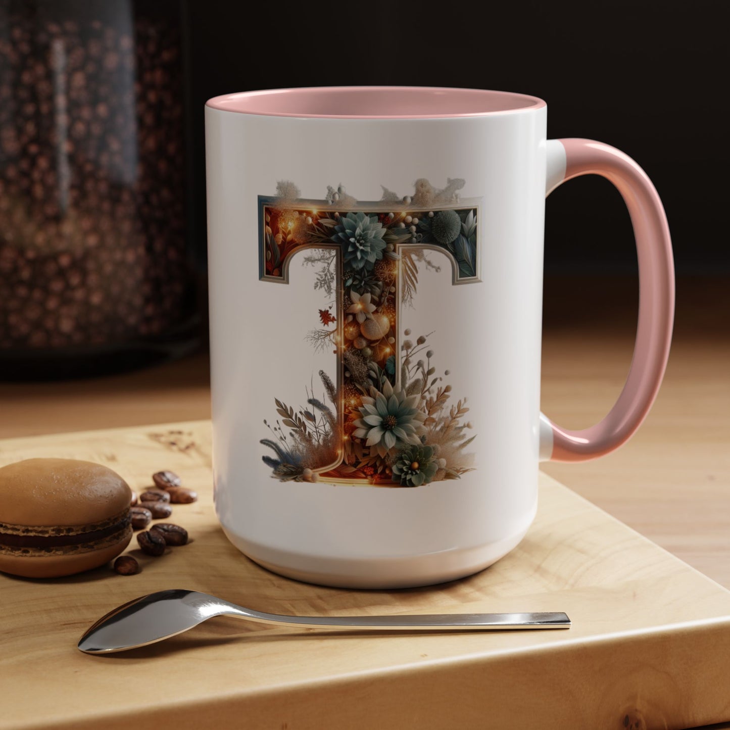 Accent Letter 'T' Coffee Mug — Colorful 15oz Personalized Initial Mug