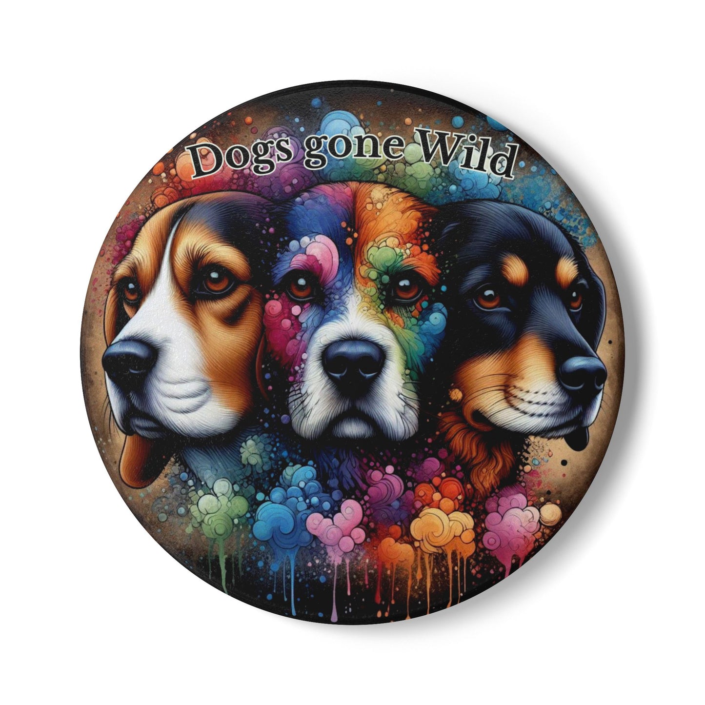 Dogs Gone Wild — Colorful Dog Portrait Ceramic Coaster