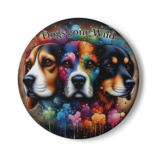Dogs Gone Wild — Colorful Dog Portrait Ceramic Coaster