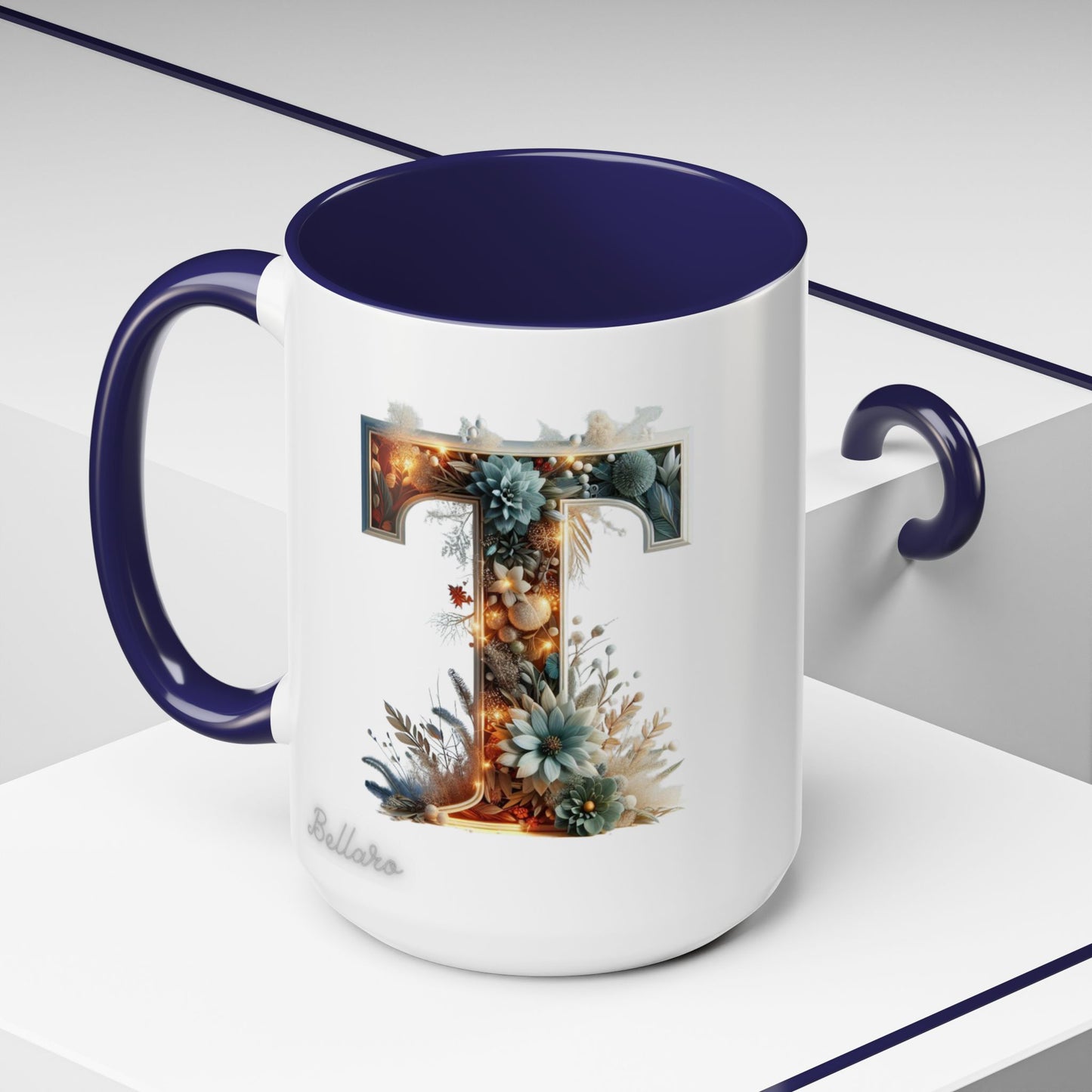 Accent Letter 'T' Coffee Mug — Colorful 15oz Personalized Initial Mug