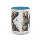 Floral Letter 'K' Accent Coffee Mug — Elegant Botanical Monogram Gift 15oz