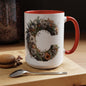 Floral Letter 'C' Accent Coffee Mug — Monogram Initial Ceramic Mug