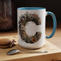 Floral Letter 'C' Accent Coffee Mug — Monogram Initial Ceramic Mug