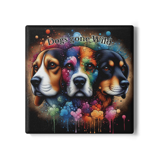 Dogs Gone Wild — Colorful Dog Portrait Ceramic Coaster