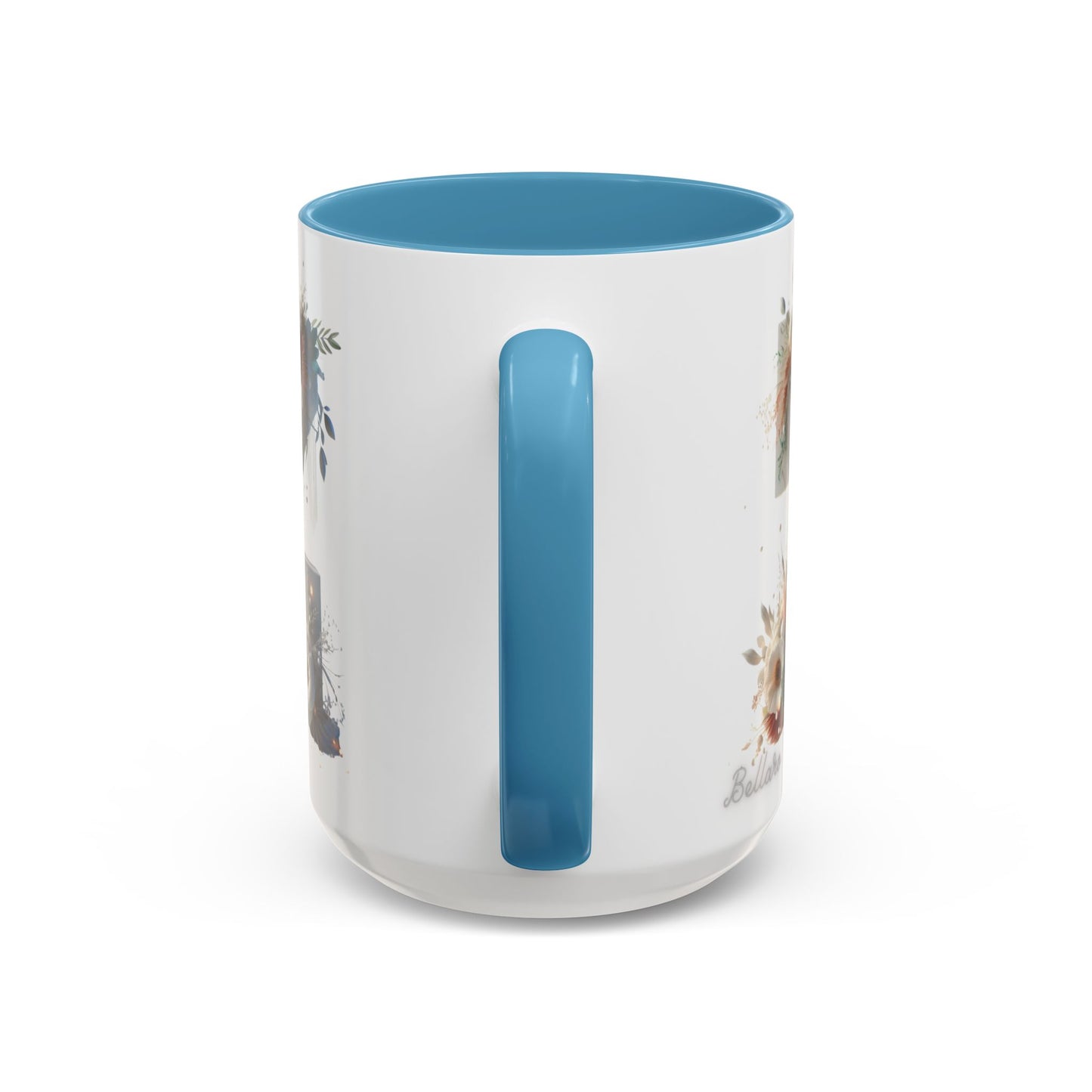 Floral Monogram 'Z' Accent Coffee Mug — 15oz Personalized Initial Mug
