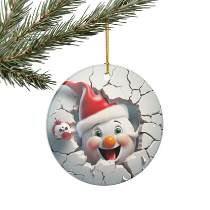 Festive 3D Snowman Ceramic Ornament — Holiday Tree Decoration