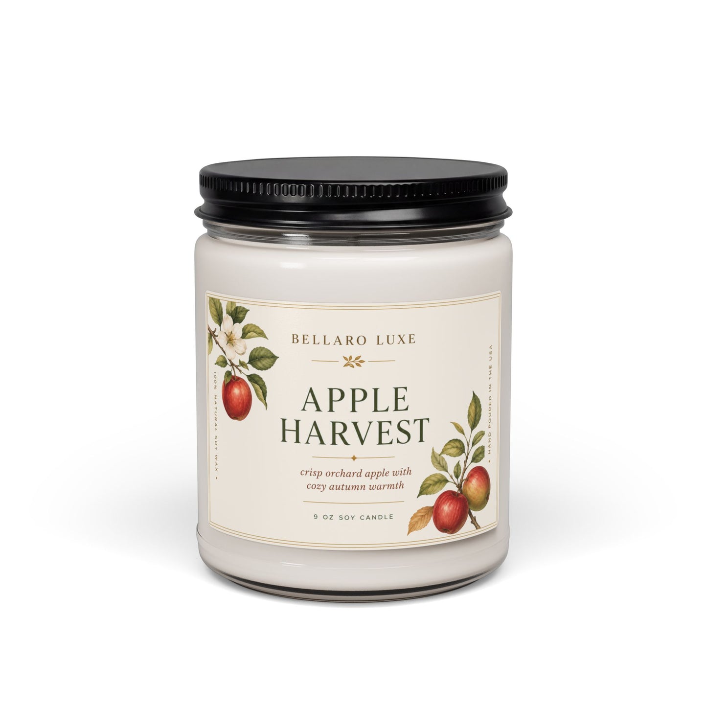 Apple Harvest Scented Soy Candle — 9oz Crisp Orchard Apple & Warm Autumn Spice
