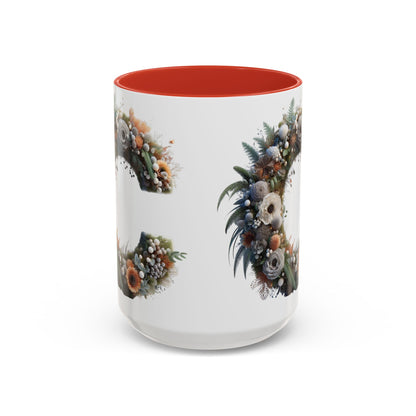Floral Letter 'C' Accent Coffee Mug — Monogram Initial Ceramic Mug