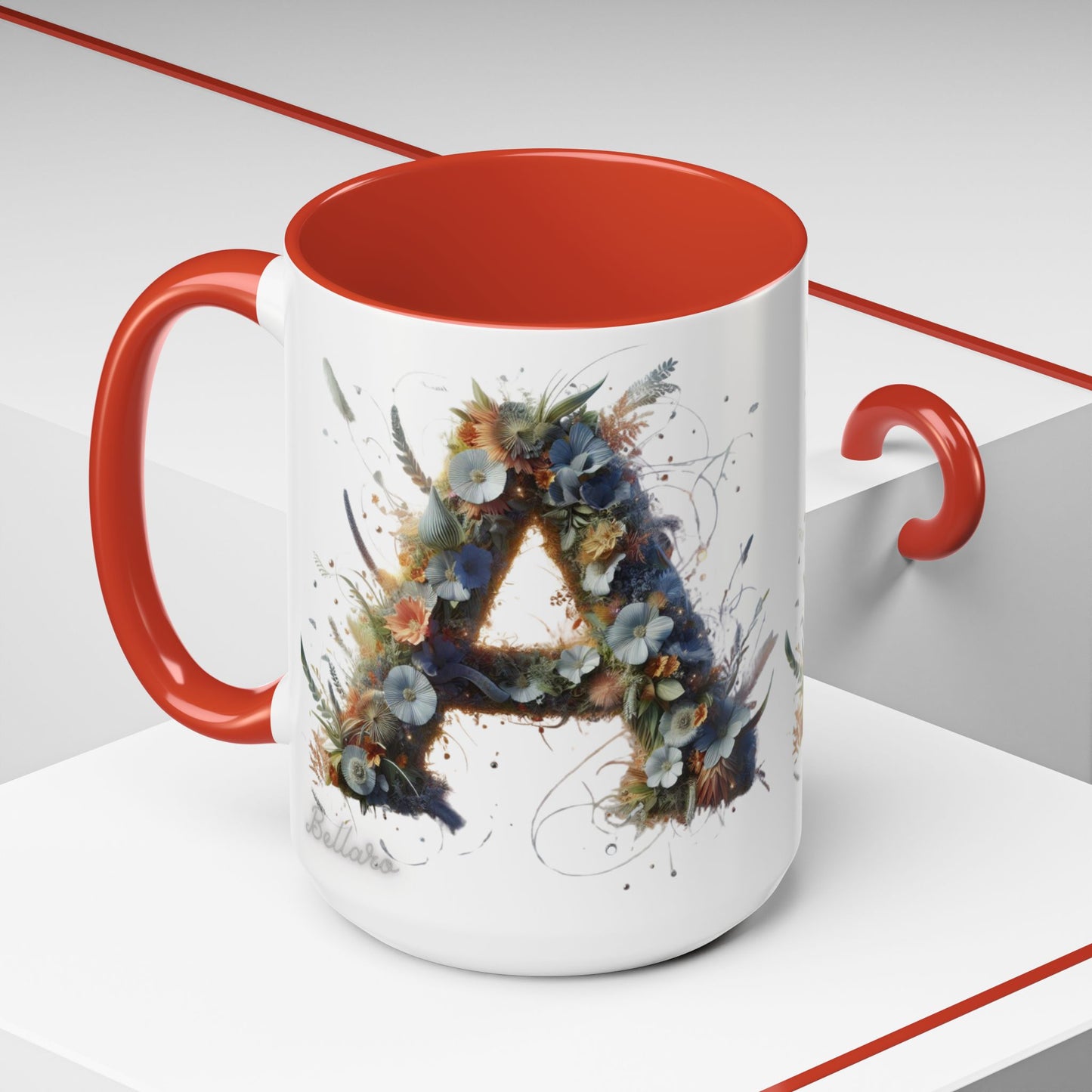 Floral Monogram 'A' Accent Coffee Mug — Artistic Alphabet Initial Gift