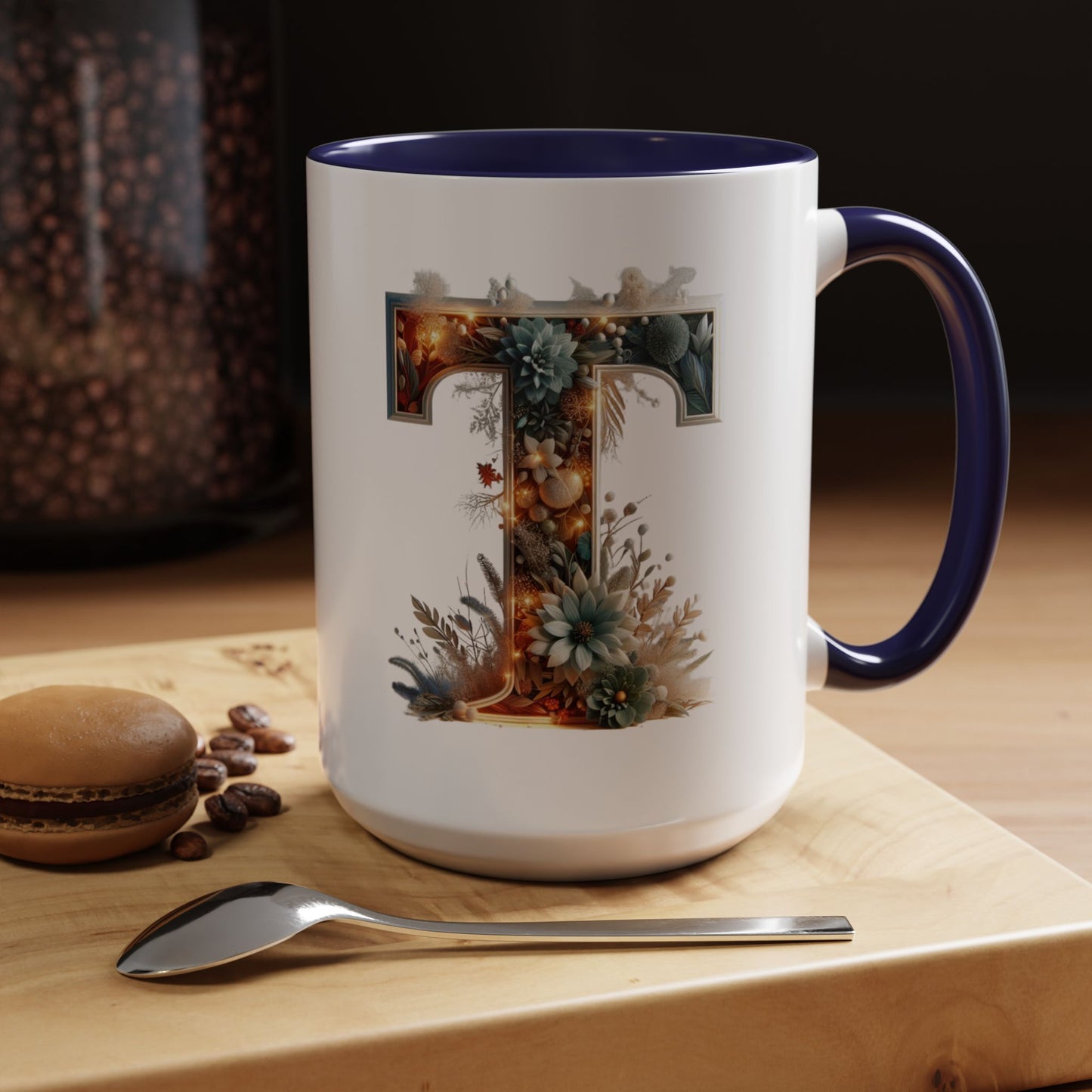 Accent Letter 'T' Coffee Mug — Colorful 15oz Personalized Initial Mug