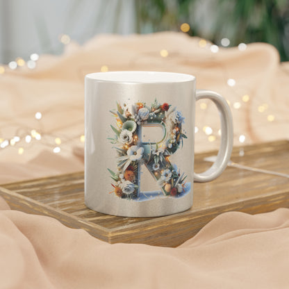 Metallic Mug - Personalized Monogram "R" Coffee Mug - 11oz