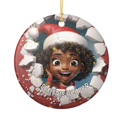 Ceramic Ornament Decoration - 3D Elf Santa's Helper
