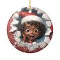 Ceramic Ornament Decoration - 3D Elf Santa's Helper