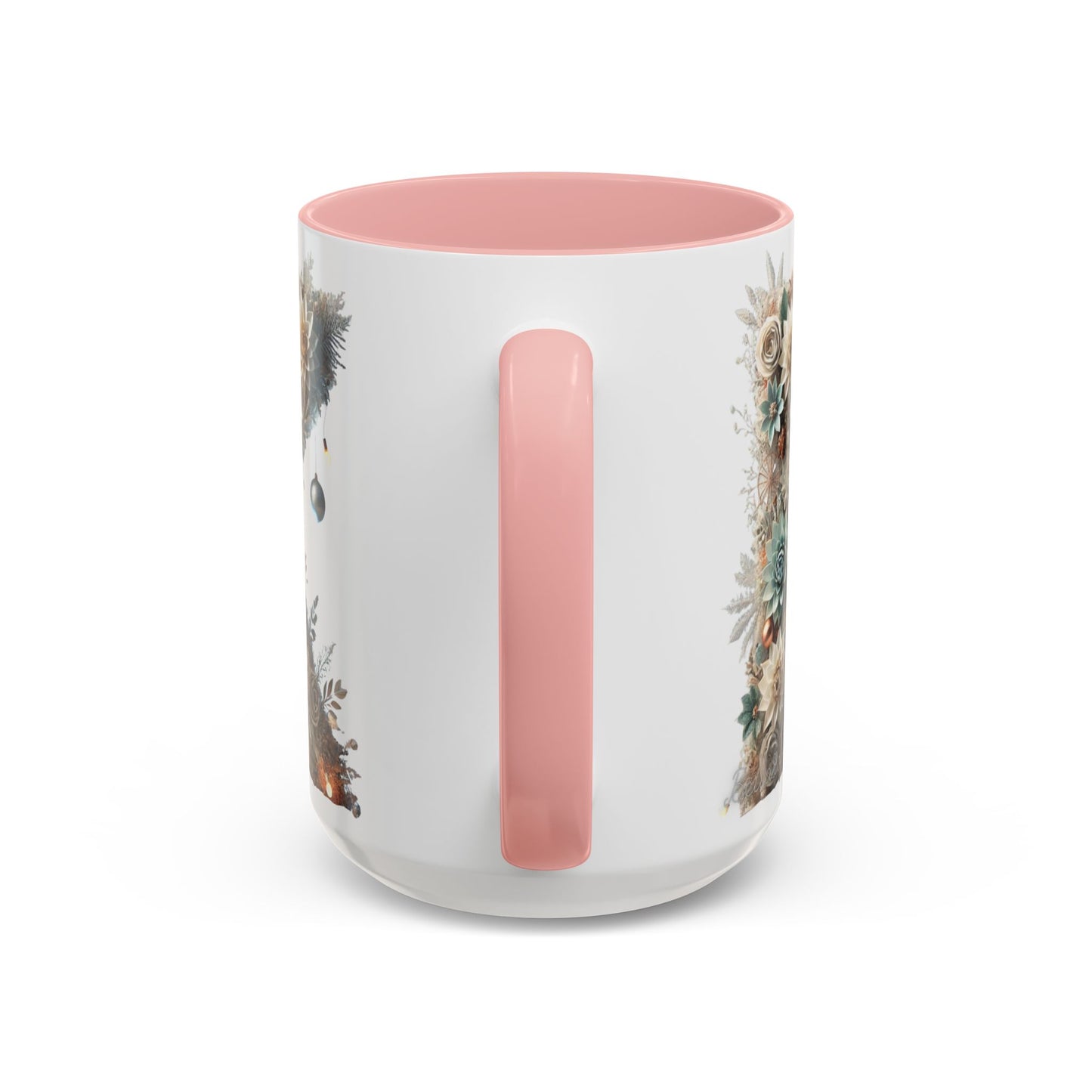 Floral Letter 'K' Accent Coffee Mug — Elegant Botanical Monogram Gift 15oz