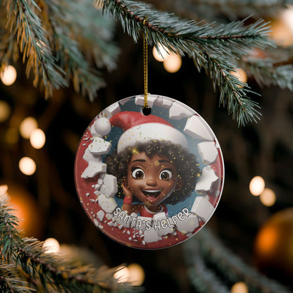 Ceramic Ornament Decoration - 3D Elf Santa's Helper