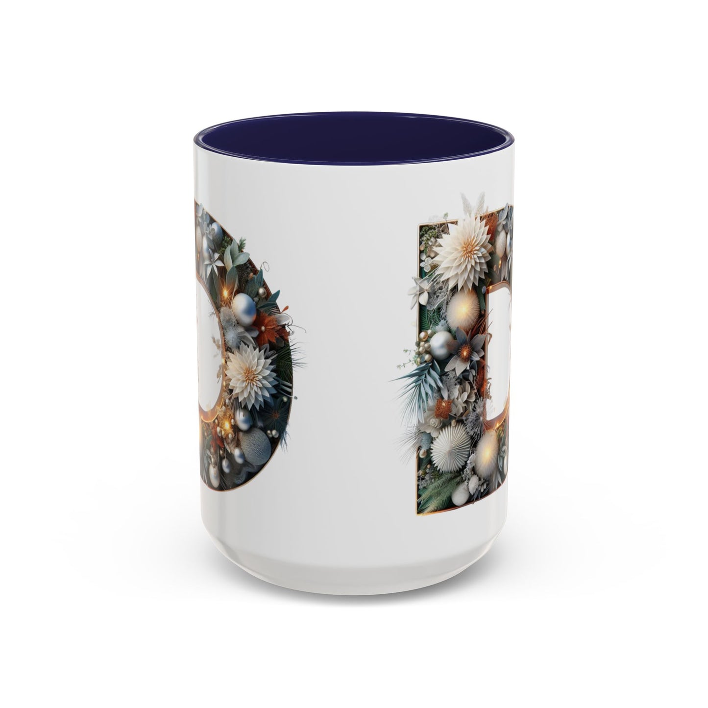 Letter 'D' Initial Coffee Mug — Floral Monogram Accent Mug 15 oz