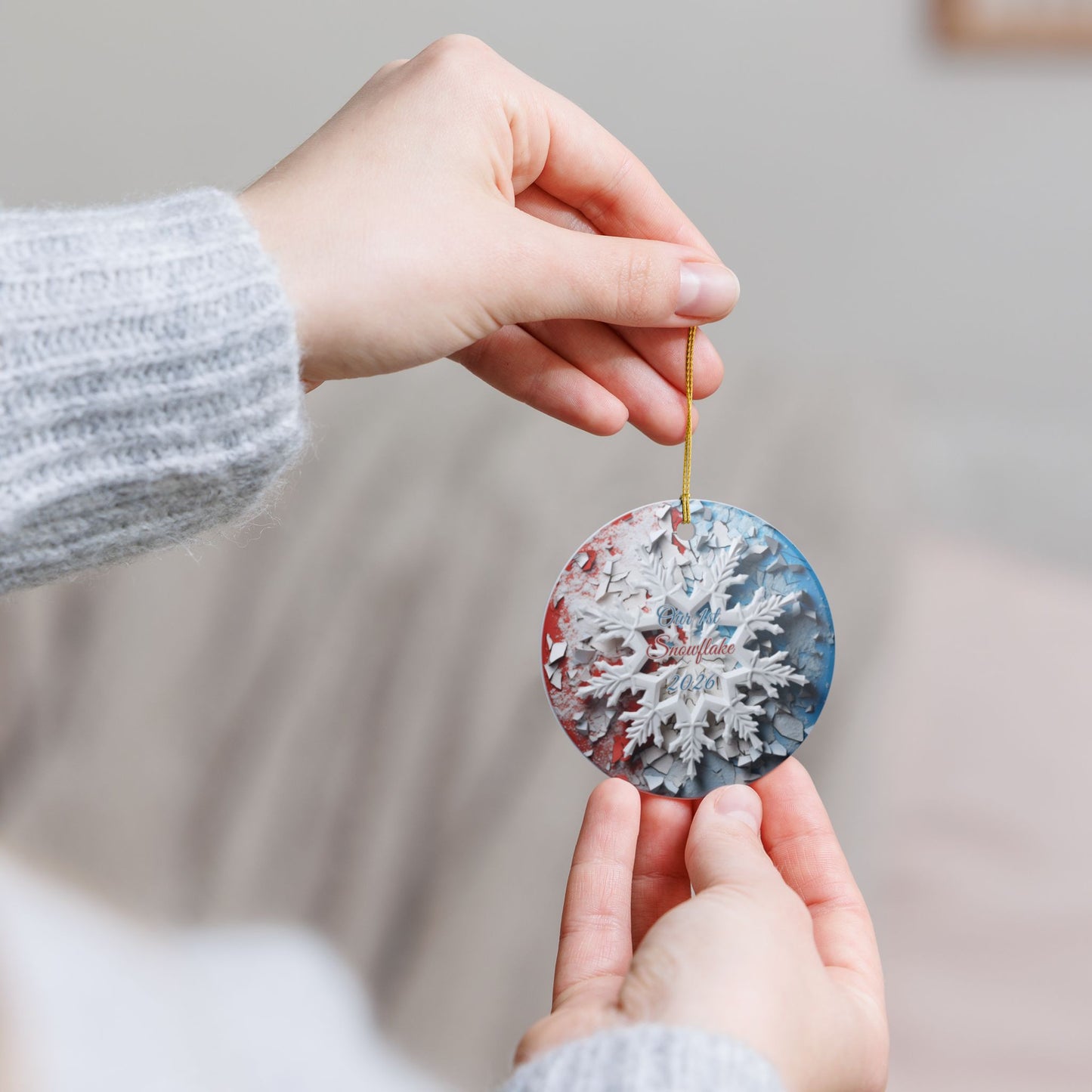 'Our 1st Snowflake 2026' Ceramic Ornament — Baby's First Christmas Keepsake