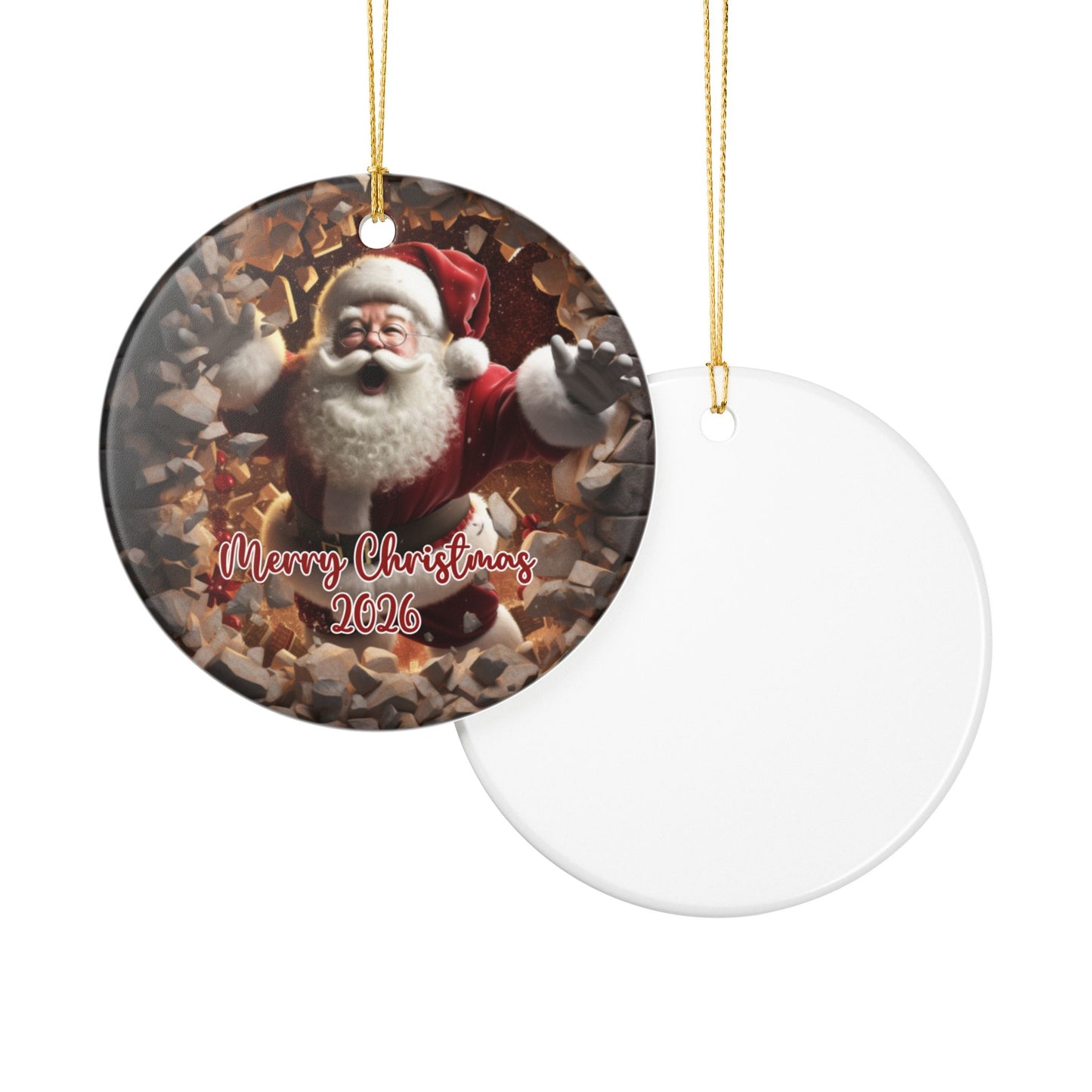 Ceramic Santa Christmas Ornament 2026 — 3D Cheerful St. Nick Decoration