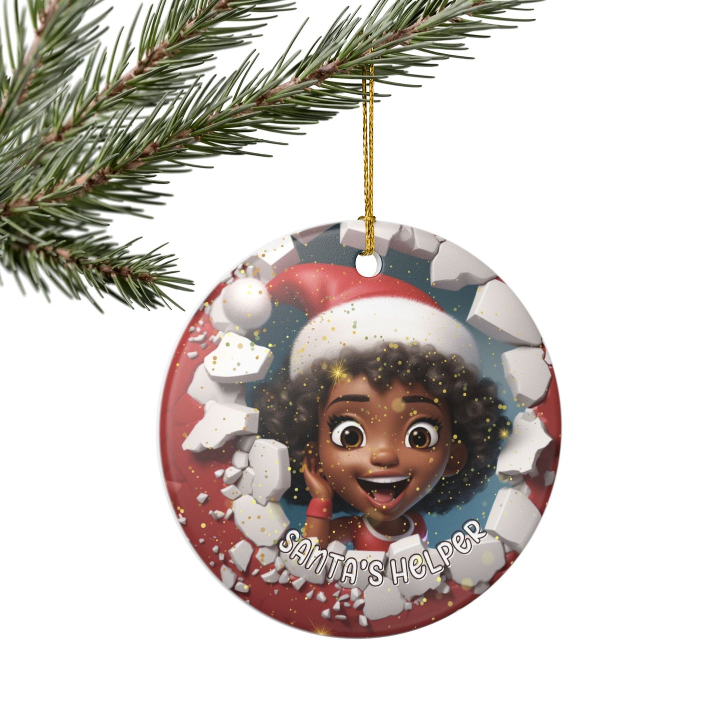 Ceramic Ornament Decoration - 3D Elf Santa's Helper