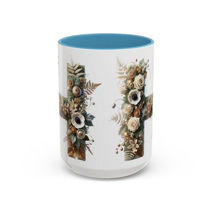 Floral Letter 'H' Accent Coffee Mug — Botanical Monogram Ceramic Mug