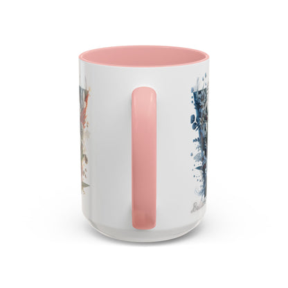 Floral Monogram Letter 'W' Accent Coffee Mug — Decorative Initial Monogram Mug 15oz