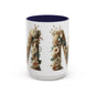 Floral Monogram 'M' Accent Coffee Mug — Rustic Botanical Initial Gift 15oz