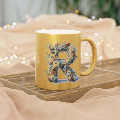 Metallic Mug - Personalized Monogram "R" Coffee Mug - 11oz