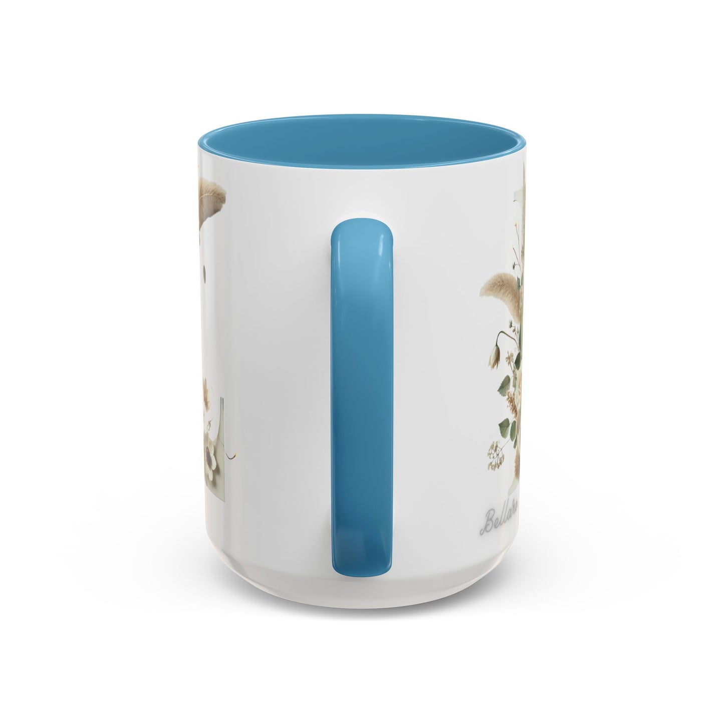 Boho 'L' Accent Coffee Mug — Neutral Dried Flowers Design 15oz