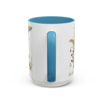 Boho 'L' Accent Coffee Mug — Neutral Dried Flowers Design 15oz
