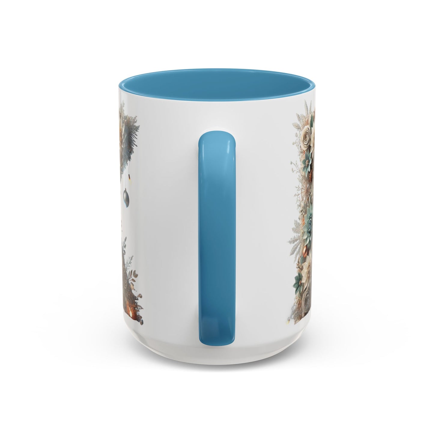 Floral Letter 'K' Accent Coffee Mug — Elegant Botanical Monogram Gift 15oz