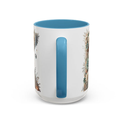 Floral Letter 'K' Accent Coffee Mug — Elegant Botanical Monogram Gift 15oz