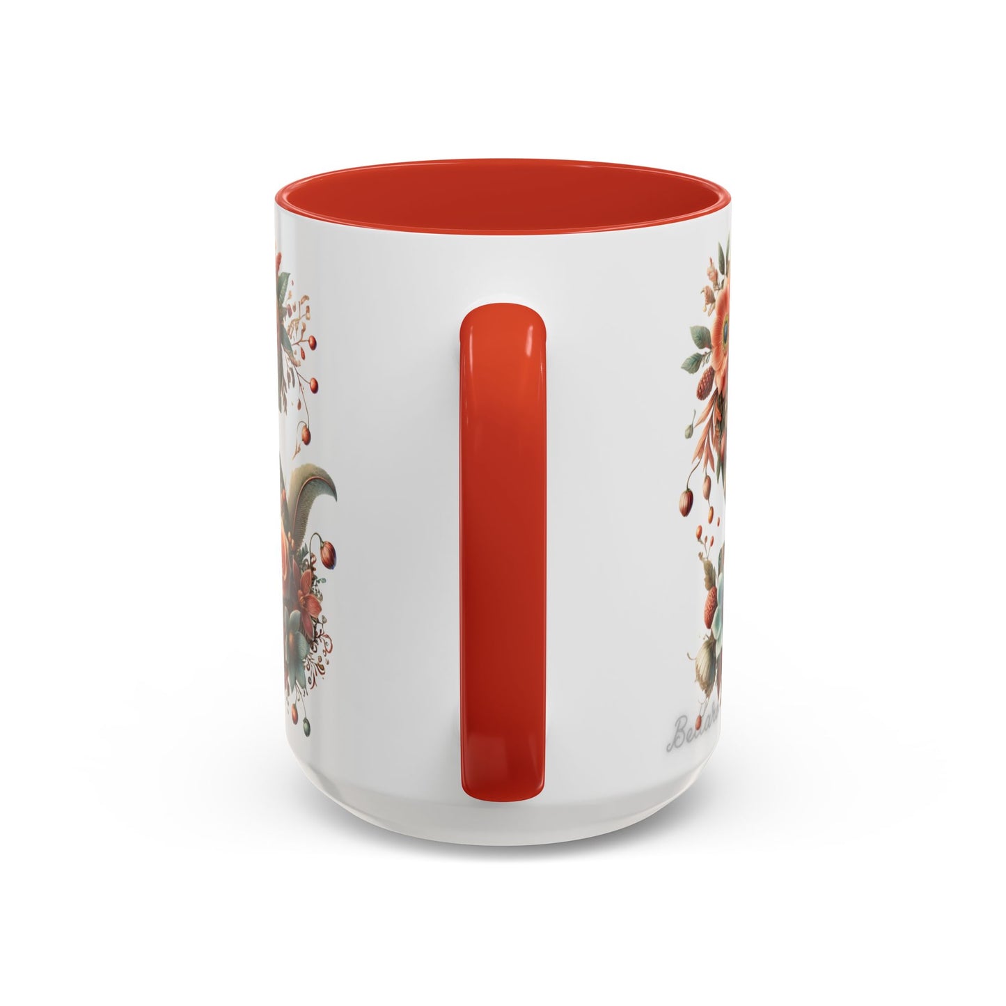 Floral Monogram 'S' Accent Coffee Mug – Vintage Rose Initial Mug 15oz