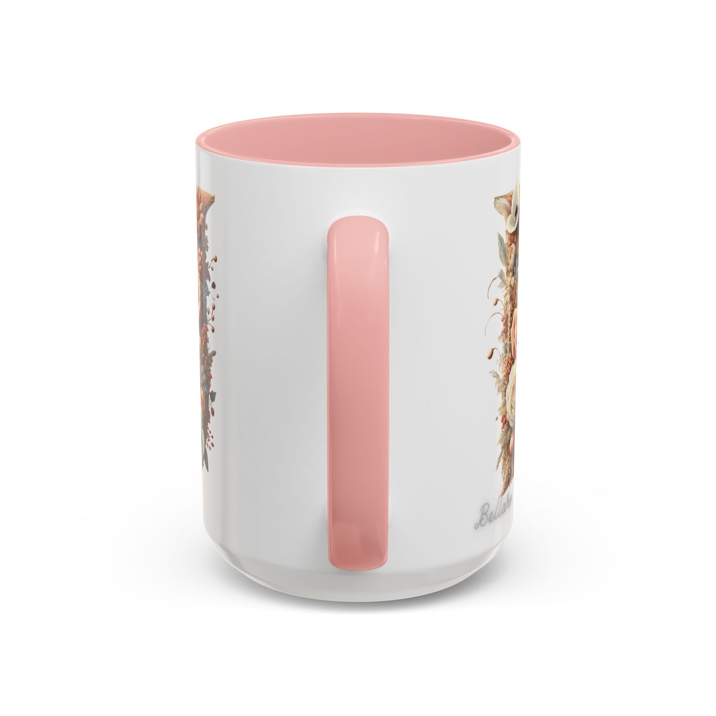 Floral Monogram 'U' Accent Coffee Mug – Floral Letter U Ceramic Mug 15oz