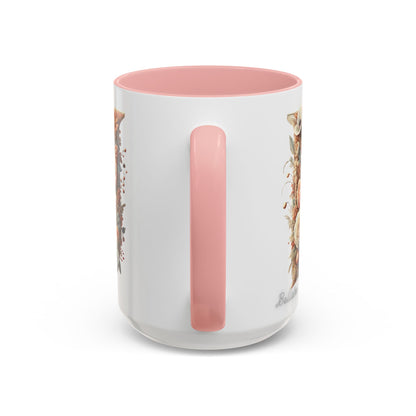 Floral Monogram 'U' Accent Coffee Mug – Floral Letter U Ceramic Mug 15oz