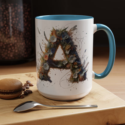 Floral Monogram 'A' Accent Coffee Mug — Artistic Alphabet Initial Gift