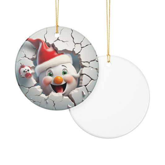 Festive 3D Snowman Ceramic Ornament — Holiday Tree Decoration