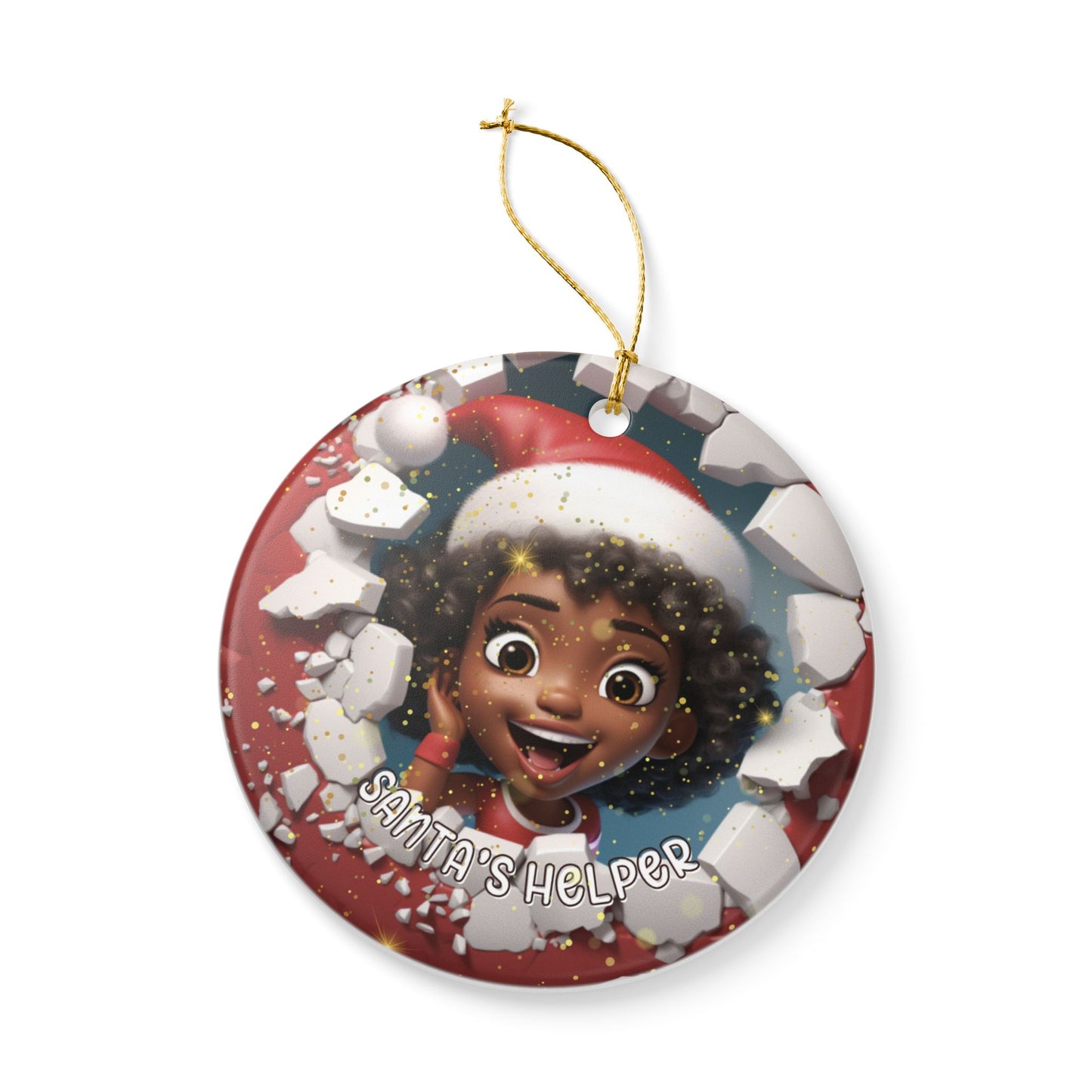 Ceramic Ornament Decoration - 3D Elf Santa's Helper