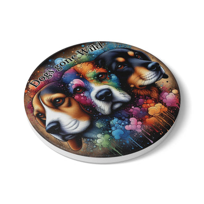 Dogs Gone Wild — Colorful Dog Portrait Ceramic Coaster