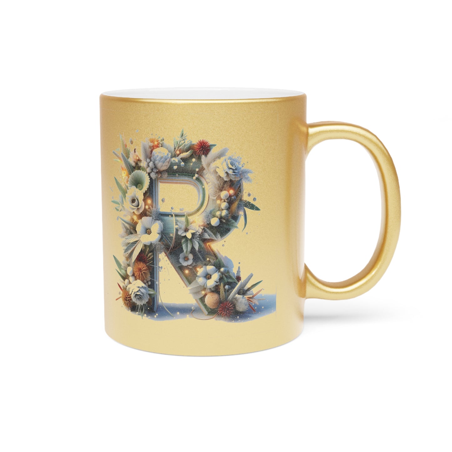 Metallic Mug - Personalized Monogram "R" Coffee Mug - 11oz