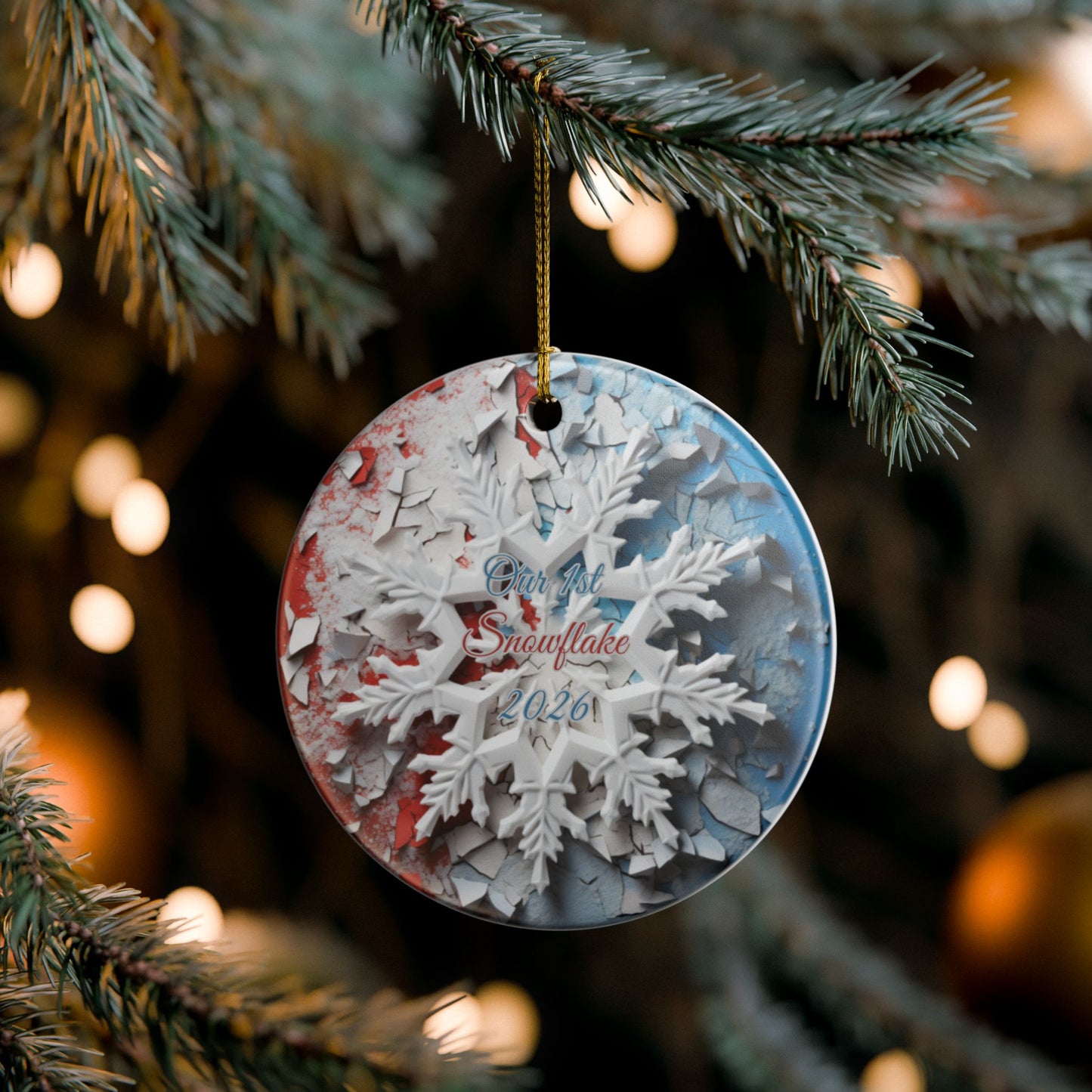 'Our 1st Snowflake 2026' Ceramic Ornament — Baby's First Christmas Keepsake