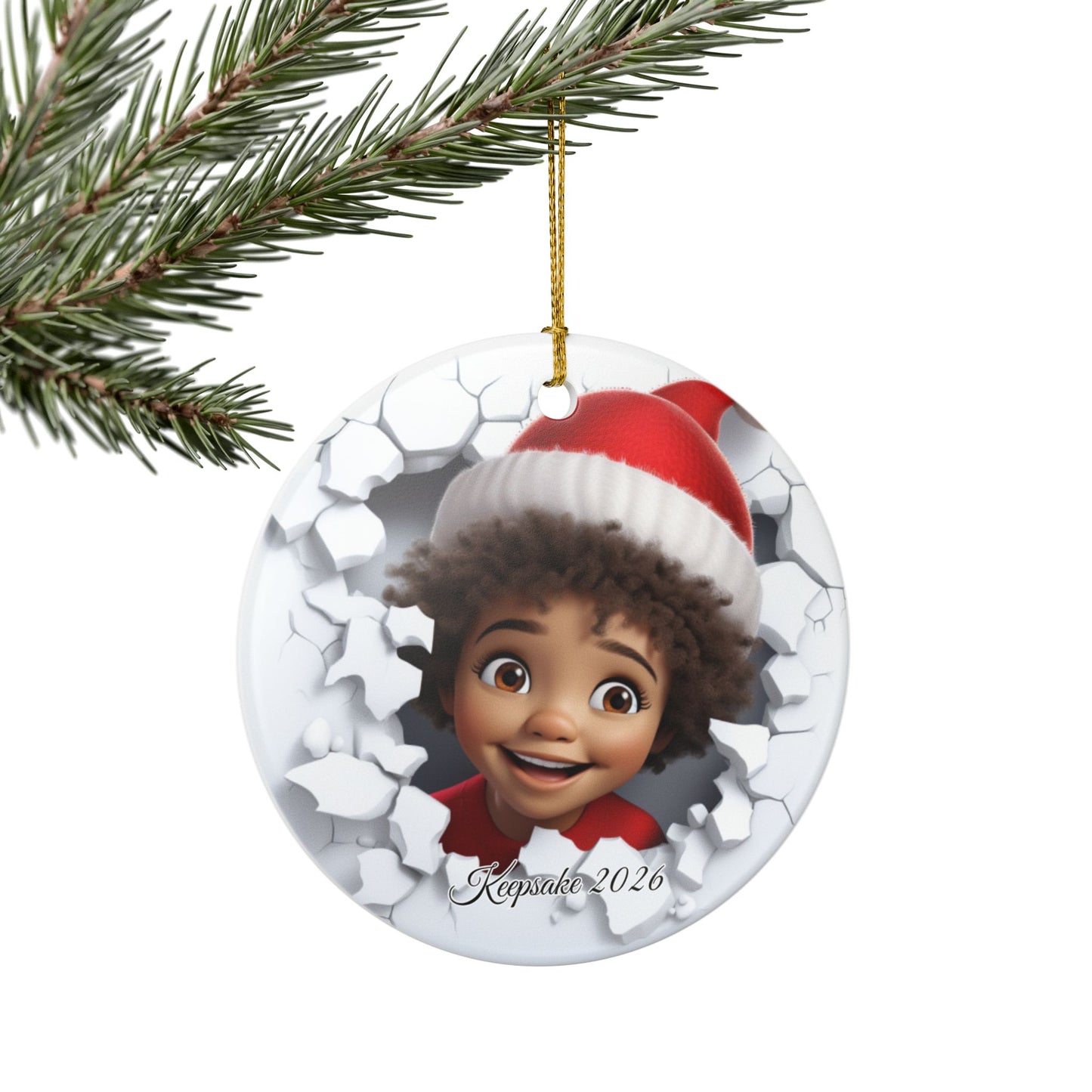 Christmas Ceramic Ornament with 3D Cheerful Elf - 2026