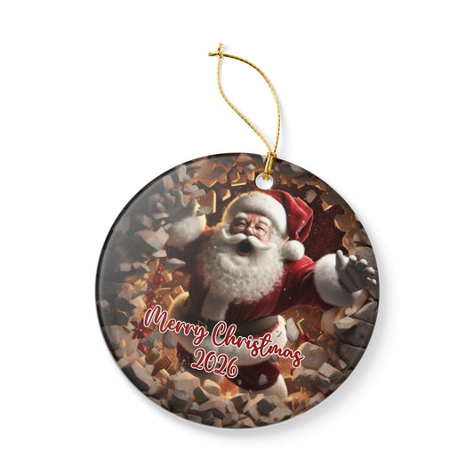 Ceramic Santa Christmas Ornament 2026 — 3D Cheerful St. Nick Decoration