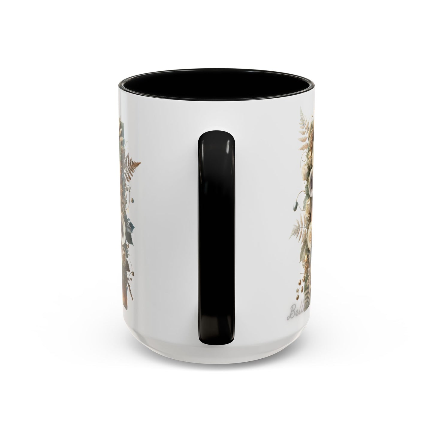 Floral Letter 'H' Accent Coffee Mug — Botanical Monogram Ceramic Mug