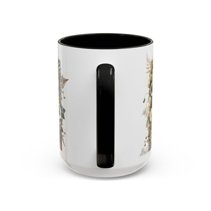Floral Letter 'H' Accent Coffee Mug — Botanical Monogram Ceramic Mug