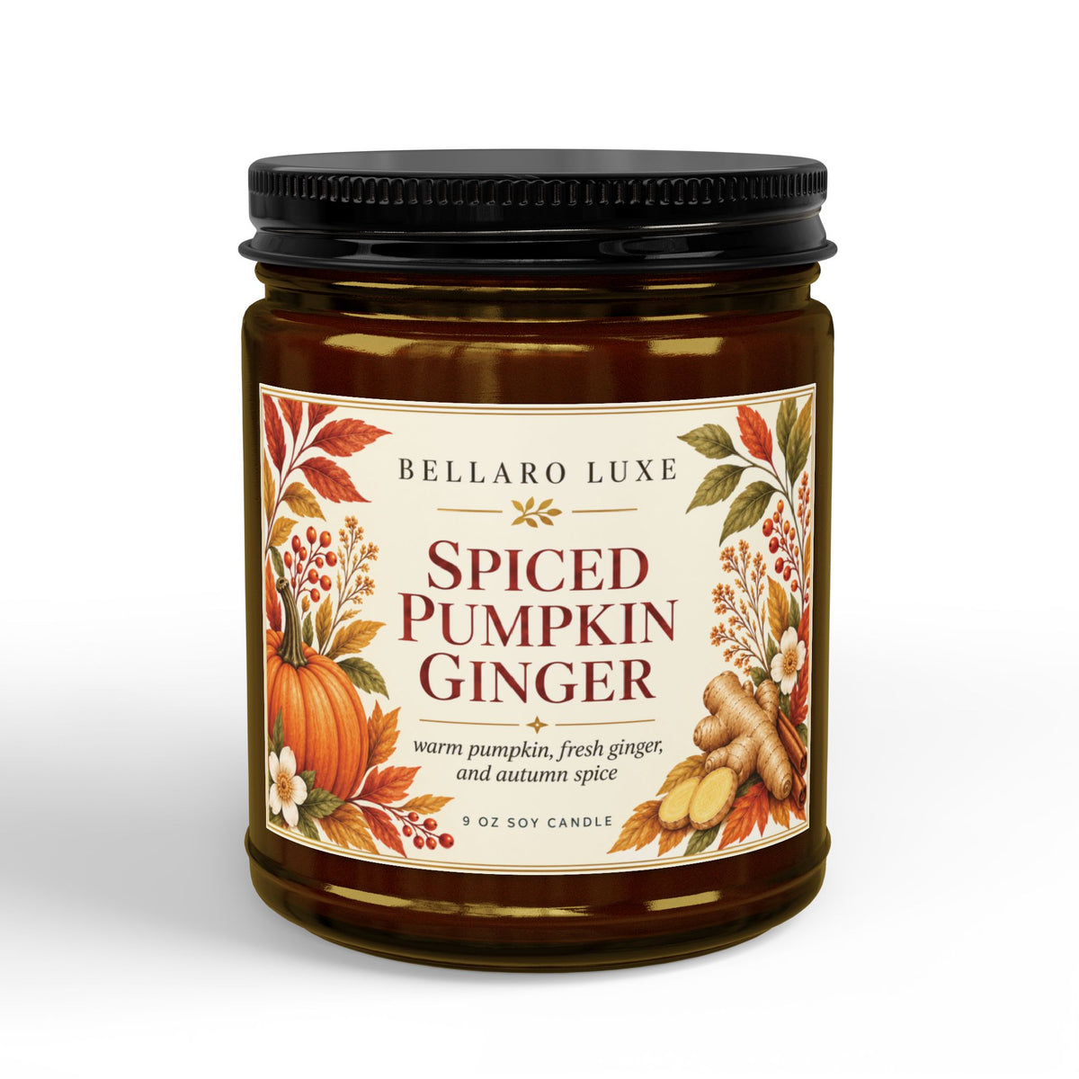 Spiced Pumpkin Ginger Soy Candle  Hand-Poured 9oz Fall Scented Candle