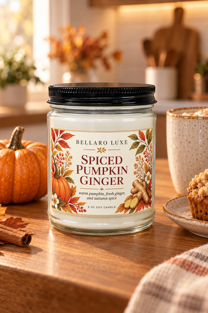 Spiced Pumpkin Ginger Soy Candle  Hand-Poured 9oz Fall Scented Candle