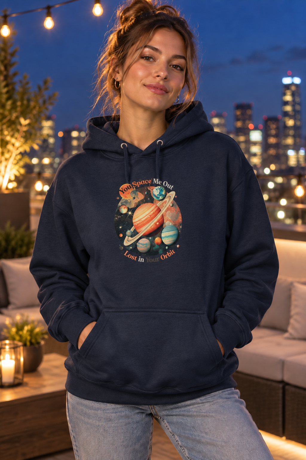 Retro Solar System Hoodie – "You Space Me Out" Unisex Fit